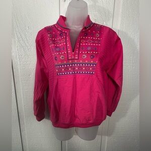 Blast Vintage Women’s Pink Sweatshirt Polo 1/4 Zip Size Small Petite EUC